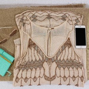 M - Bedazzled Rose Gold Sheer Tunic Top